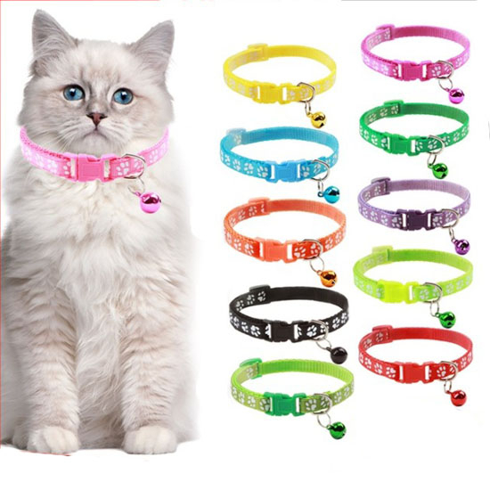 Kalung Step Kaki Hewan / Kalung Kucing Lonceng Hewan Peliharaan / Tali Leher Anjing Motif Tapak Kaki Adjustable