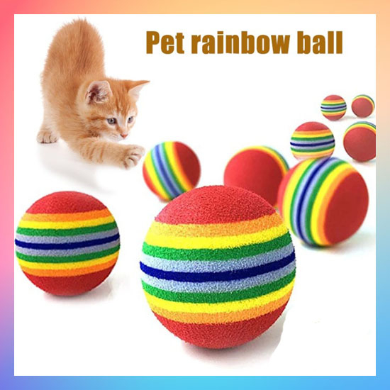 Mainan Kucing Bola Import Gigitan Rainbow Ball Garukan Mainan Kucing Kitten Anjing Dog Toys Cat Mainan Gigitan Kucing Burung Hamster Warna Warni Pelangi