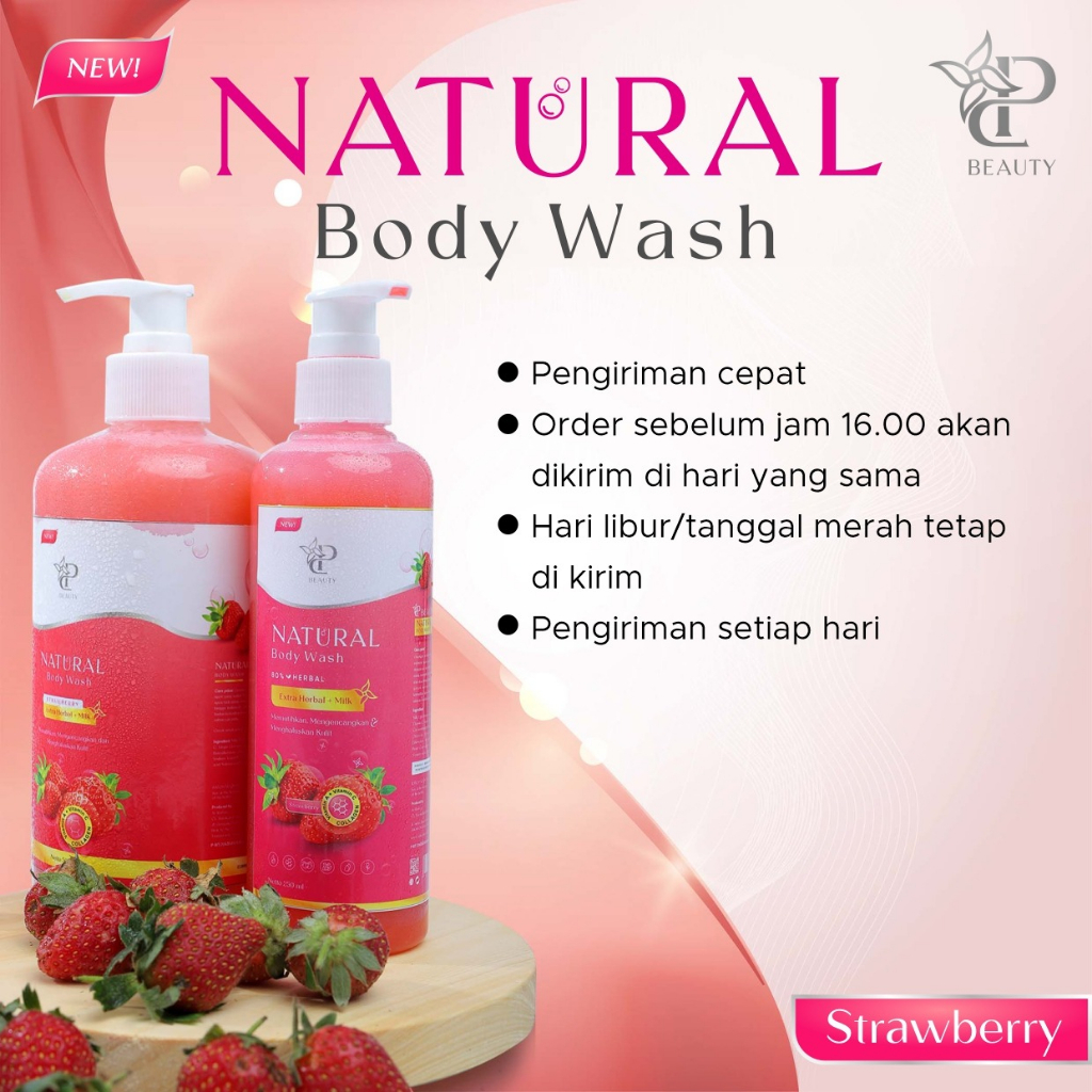 Sp Beauty Body Wash sabun cair herbal 1000ml Extra strawberry vitamin C. A &amp; Collagen. - Sabun mandi cair pemutih badan sabun cair pemutih .sabun cair herbal strawberry 1000ml