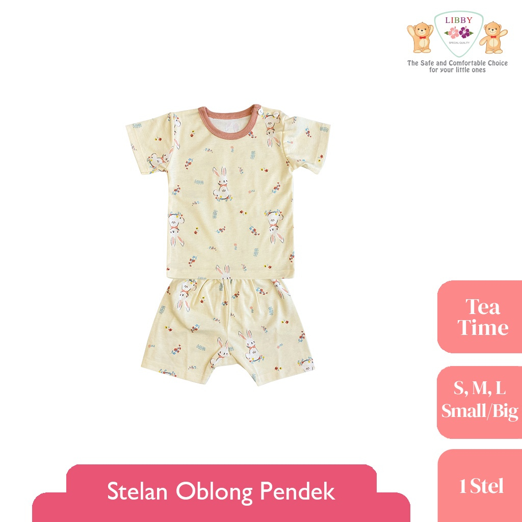 LIBBY Stelan Oblong Pendek- Celana pendek Motif Tea Time (1 stel)