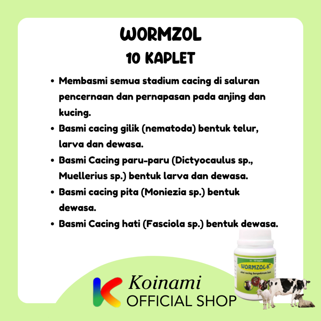 WORMZOL - K 10 kapsul / OBAT CACING KAMBING DOMBA / MEDION