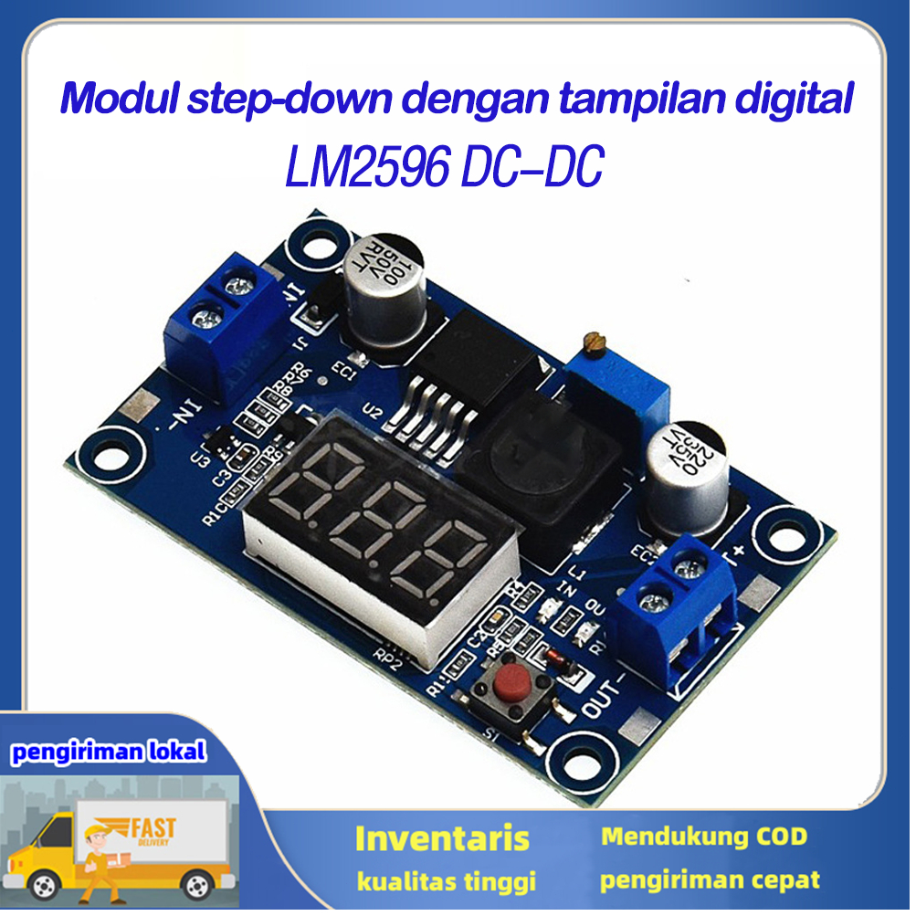 LM2596 KONVERTER STEP DOWN DC TO DC DENGAN DISPLAY 7 segment step down