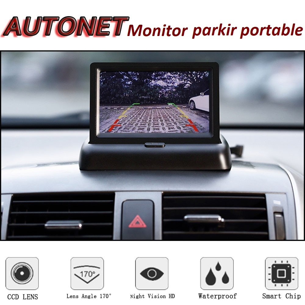 Kamera Parkir Portable / Monitor parkir universal / Monitor parkir portable / monitor parkir foldable / AUTONET Monitor Parkir Mobil Foldable Rear View TFT LCD 4.3 Inci - AU43 - Black