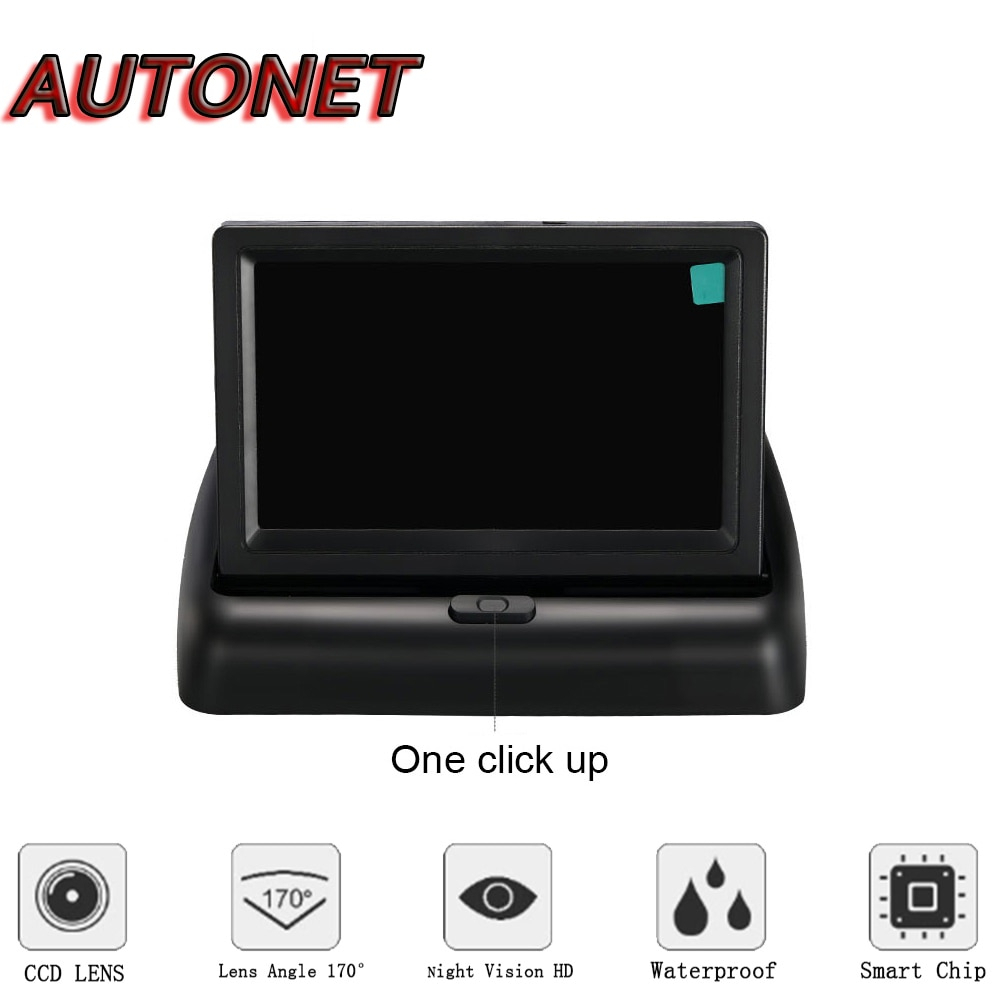 Kamera Parkir Portable / Monitor parkir universal / Monitor parkir portable / monitor parkir foldable / AUTONET Monitor Parkir Mobil Foldable Rear View TFT LCD 4.3 Inci - AU43 - Black