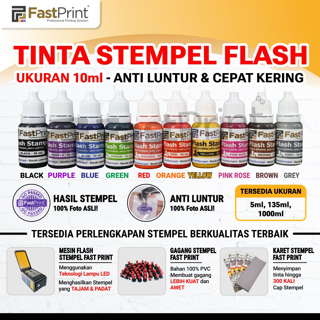 

Fast Print Tinta Stempel Flash Warna Anti Luntur 10 ML