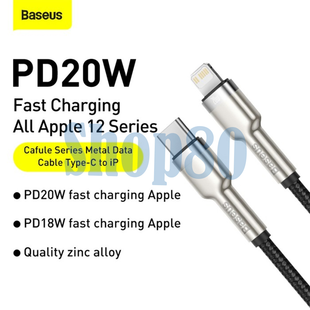 Baseus Cafule Metal PD 20W Type C to Lightning Kabel Charger Fast Charging Cable 1M 2M