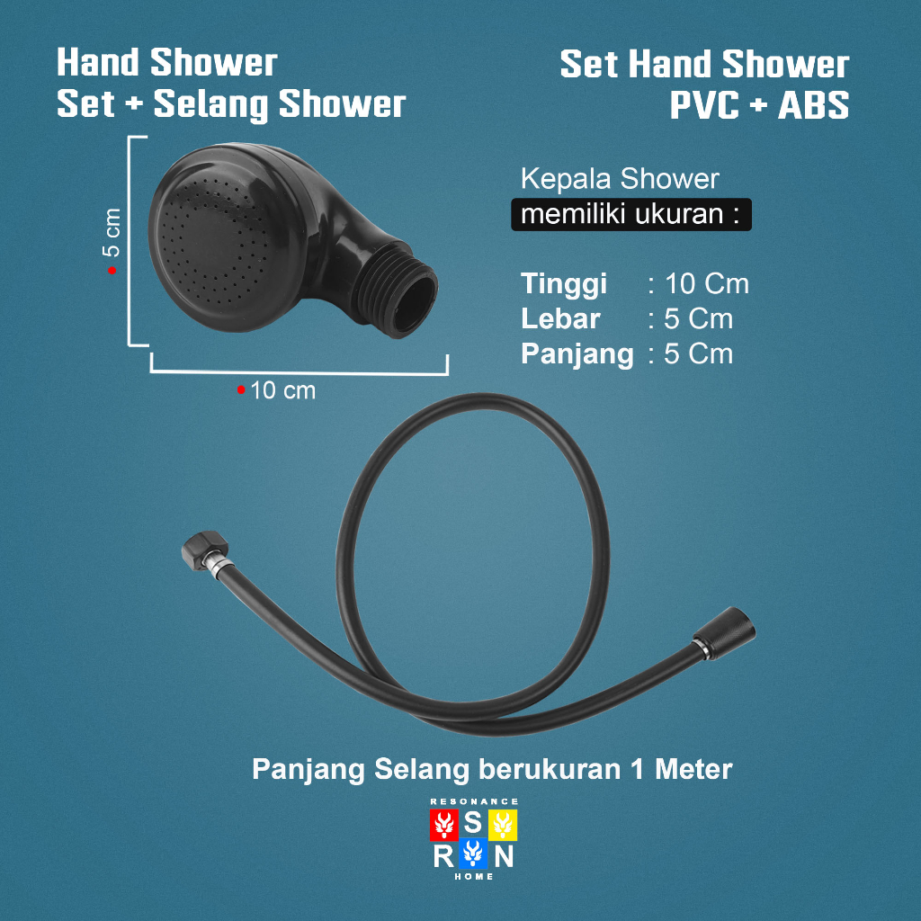 Set hand Shower / PVC Hitam 1M Resonance Home