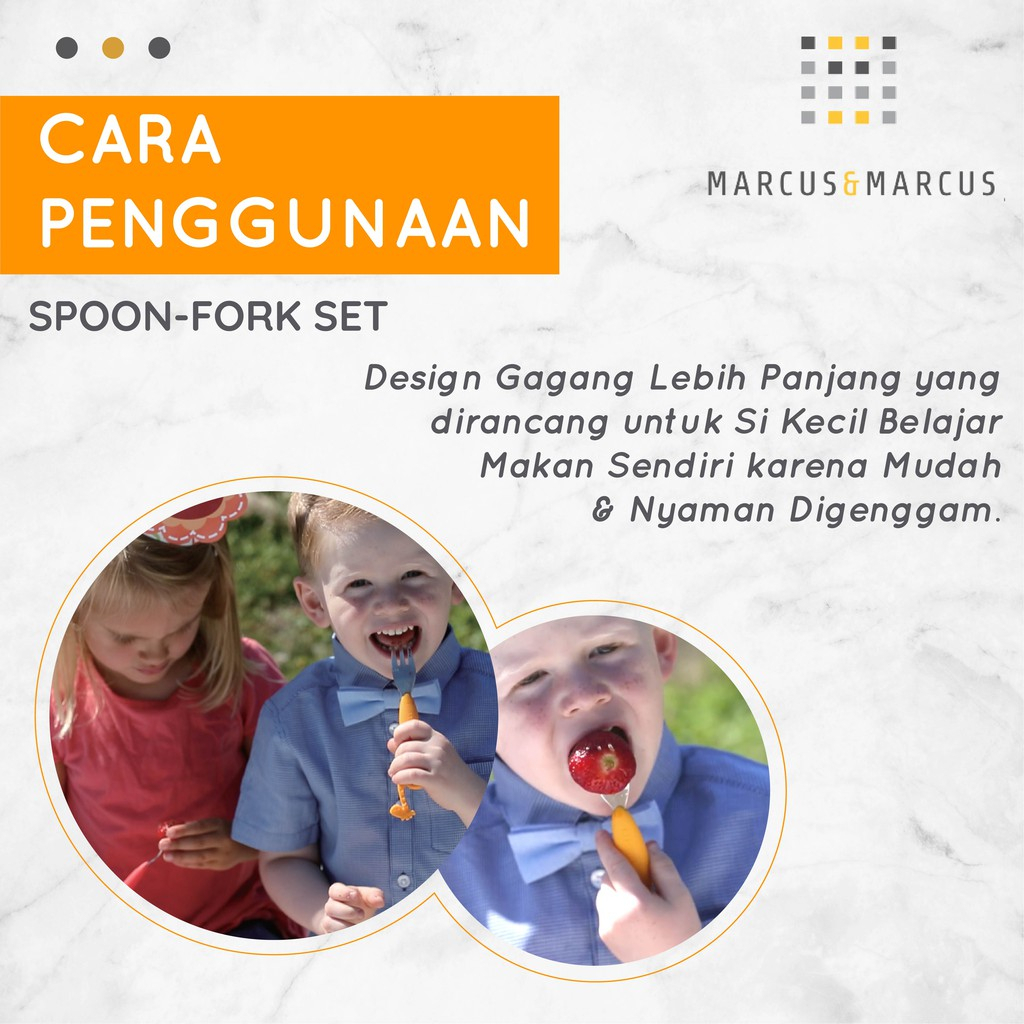 Marcus &amp; Marcus Spoon &amp; Fork Set (Yellow Giraffe) - Sendok Garpu Set Anak Balita MPASI