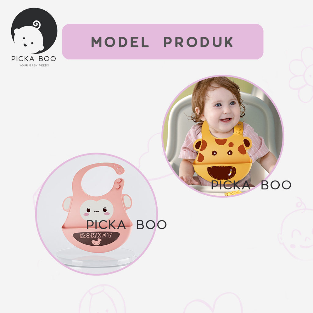 PICKA BOO  Celemek Makan Bayi Bahan Silikon BPA FREE