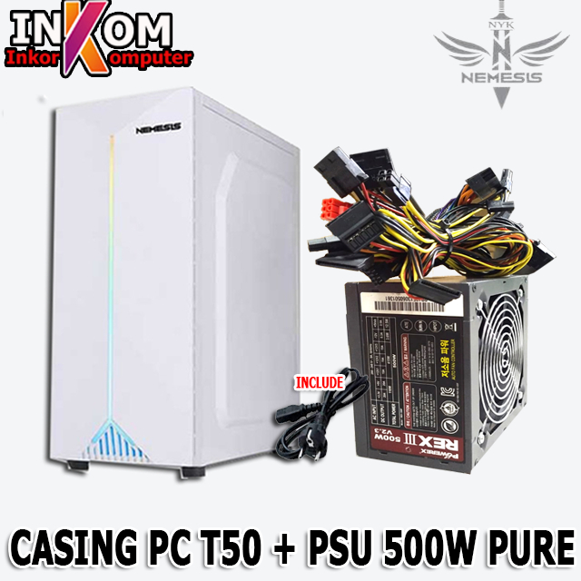 Paket Casing PC Komputer T50 NEW Plus PSU Power Supply