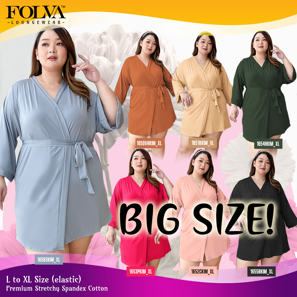 FOLVA kimono tidur wanita sleeping robe spandex melar big size jumbo XL