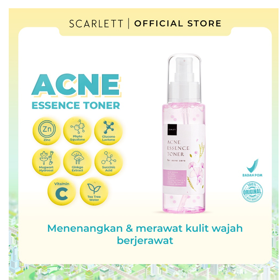 (EXP OKT 2025) SCARLETT WHITENING ACNE ESSENCE TONER 100ML