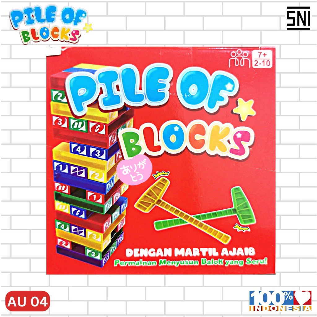 mainan Pile of blocks uno stacko board game family game