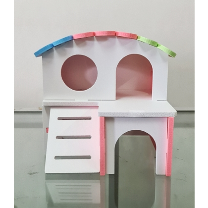 RH1,Rumah Hamster,Rumah Tempat Tidur Hamster Kayu Wooden Rainbow House