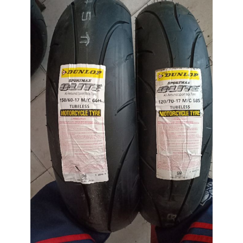 ban dunlop import Q-LITE ring 17 sepasang depan dan belakang ukuran 120-70/17 dan 150-60/17