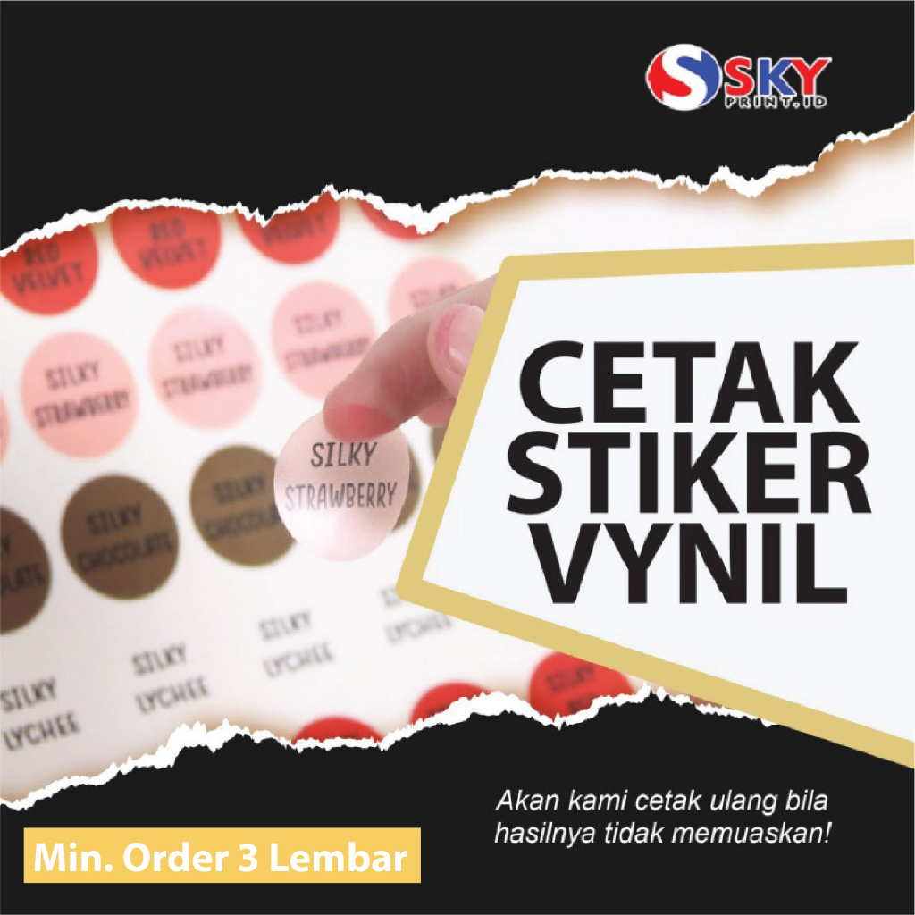 

Cetak Sticker Label transparan, matte. glossy Murah ukuran kertas A3+/ Sudah Cutting Kiss Cut