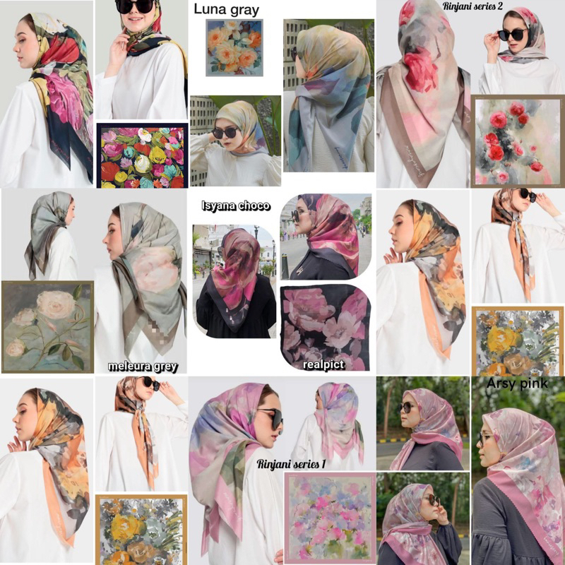 HIJAB SEGI EMPAT MOTIF BUNGA BAHAN VOAL PREMIUM