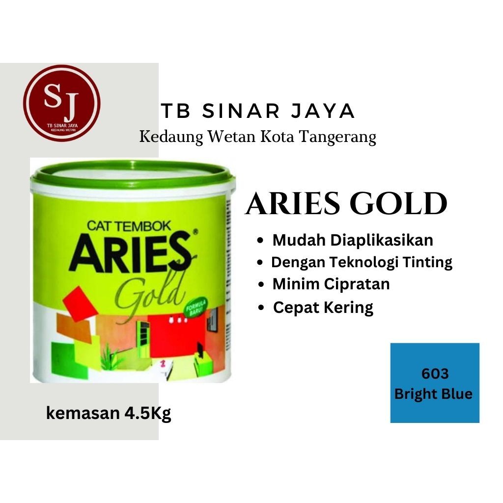 Aries Gold Galon 4.5kg Cat Tembok Dinding Plafon Interior - 603 Bright Blue