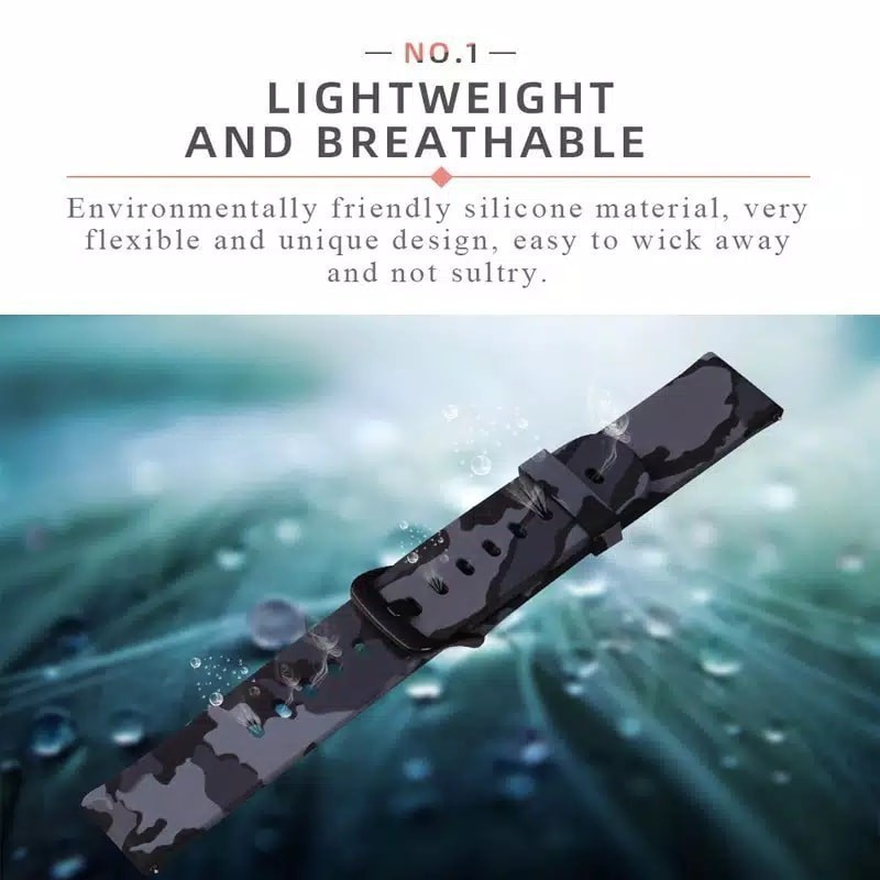 Tali Jam 20mm Strap Coros Apex 2 43mm - Camo Army Keren Camoflauge Quick Release