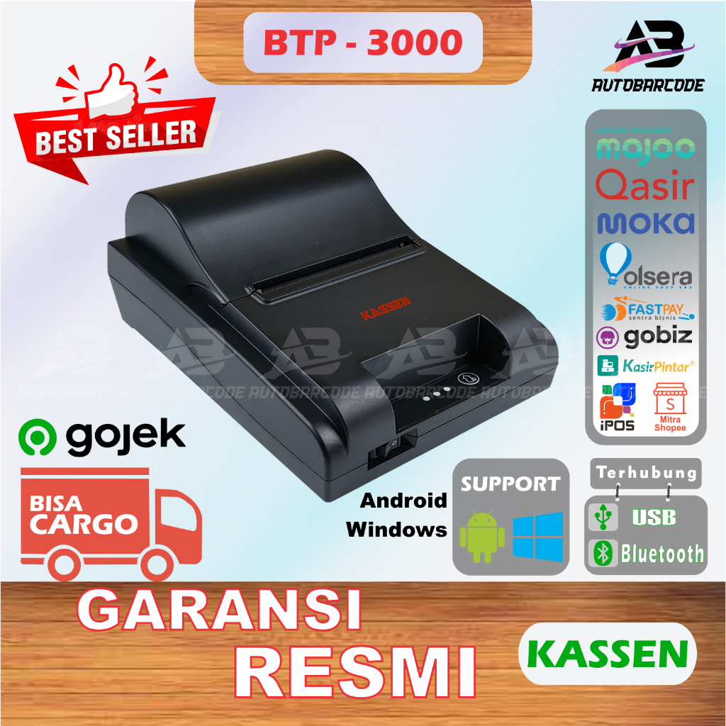 Printer Bluetooth Kassen BTP3000 / BTP 3000 / BTP-3000 Kertas Thermal 80MM Autocutter Pos Kasir Struk PPOB USB RJ 11