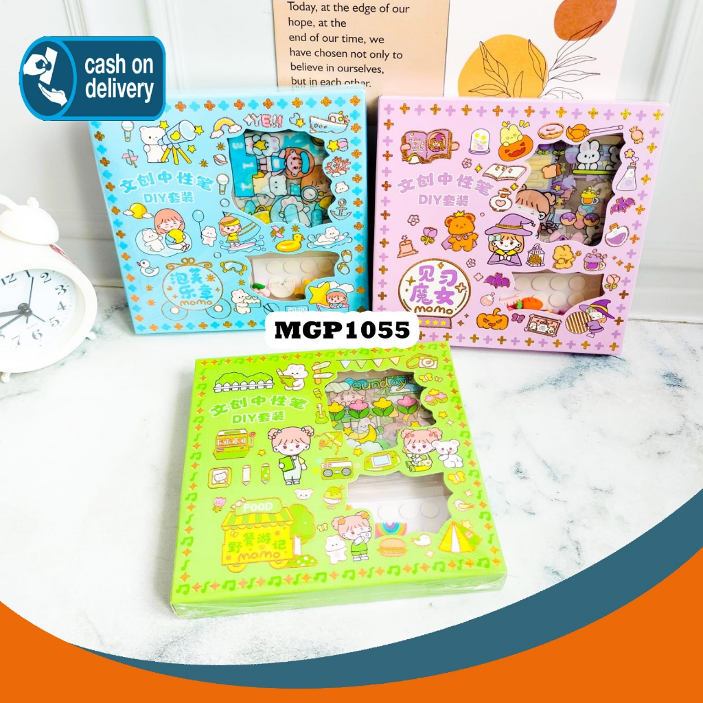 

SET STICKER MGP1055 DIY BOX MOMO (STICKER + PEN GEL + CUTTER PEN + GLUE PEN) DAILY MANUAL CUTE PATTERN DECORATIVE TAPE STICKER GIFT CRAFT ALAT TULIS