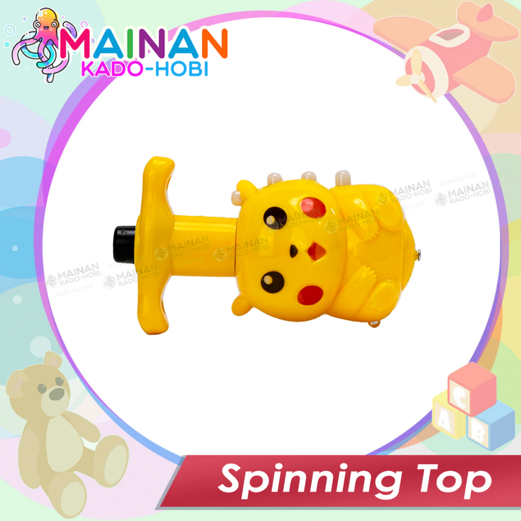 MAINAN MOTORIK ANAK SPINNING TOP GANGSING KARAKTER KARTUN PIKACHU