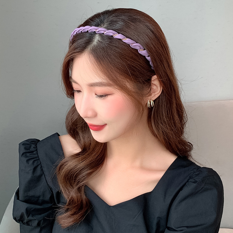 T&amp;Y Bando Wanita Satin Transparan Lilit Emas Bandana Korea Model Spiral Tali Kepang Headband Aksesoris Rambut Fashion Kekinian Cantik Import