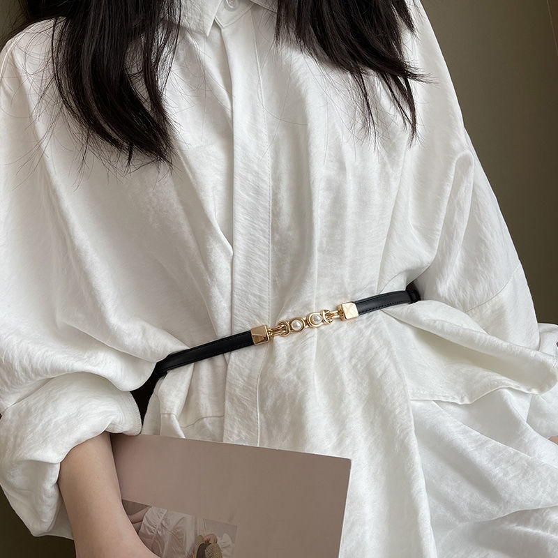 T&amp;Y Ikat Pinggang Adjustable Gamis Wanita Gesper Kulit Tali Kecil Womens Belt Korea Fashion Tali Pinggang Mutiara Untuk Dress Murah Import