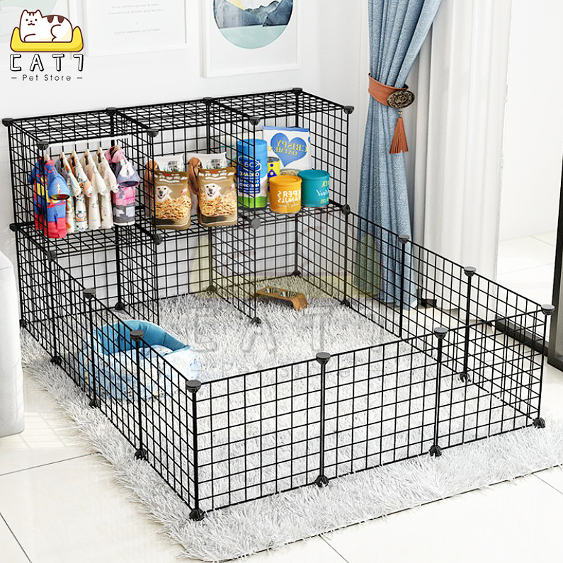 Kandang Hewan Peliharaan Pagar Besi DIY Kandang Kucing Kandang Anjing Pet Cage Sangkar Kandang Hamster Burung