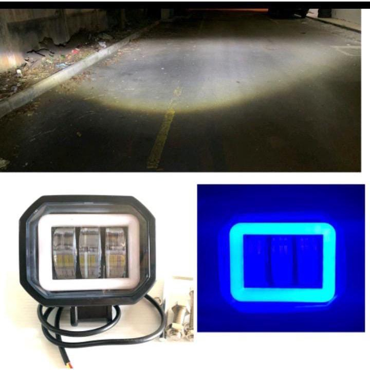 LAMPU TEMBAK SOROT LED CWL 3 MATA LENSA 4D 30 WATT CREE ANGEL EYE BULAT KOTAK MOBIL MOTOR ALUMUNIUM 12-24 VOLT