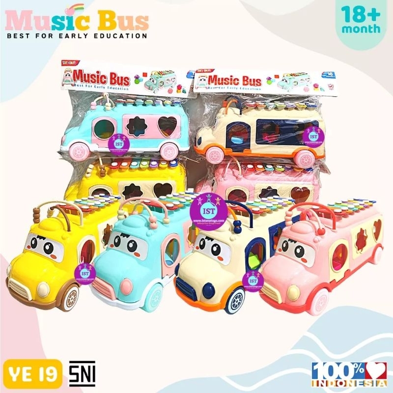 Mainan Edukasi Xylophone Music Bus /Mainan Xylophone Puzzle Happy Bus /Bus Musik Kulintang /Mainan Edukasi Keluarga