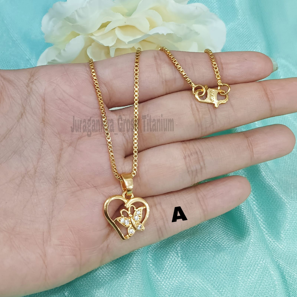 KALUNG WANITA  DEWASA LOVE ZIRCON FASHION ANTI KARAT DAN ANTI LUNTUR