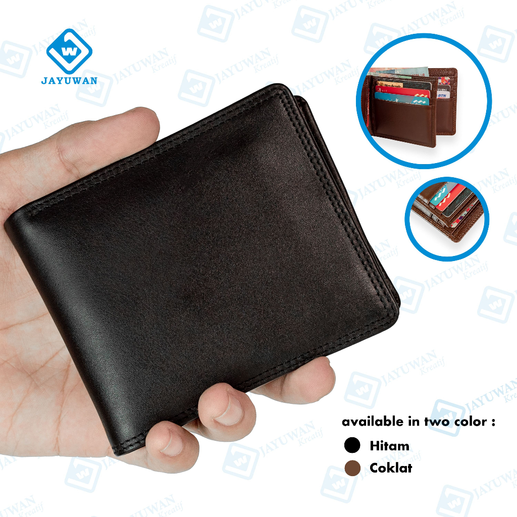 Jayuwan Dompet Pria Kulit Asli 3 Dimensi Full Grain Bergaransi