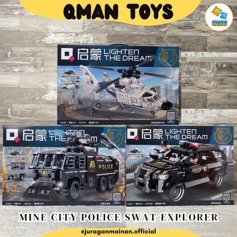 QMAN TOYS Mine City Police Vehicle - Bricks bongkar susun brick block Blocks Mainan edukasi anak dan