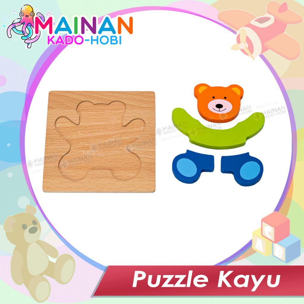 MAINAN ANAK EDUKASI PUZZLE CHUNKY KAYU PREMIUM KARAKTER ANIMAL VEHICLE