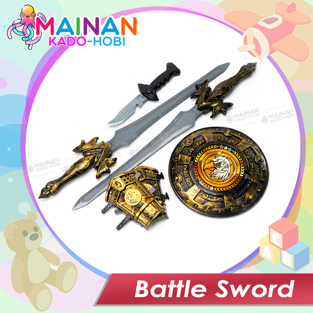 HADIAH ULANG TAHUN MAINAN ANAK LAKI MINIATUR PEDANG BATTLE DYNASTY WARRIOR SWORD SHILED