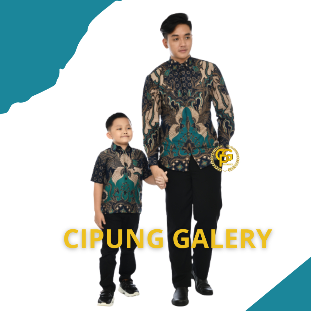 BATIK PRIA SLIMFIT LENGAN PANJANG MAHKOTA BIRU NAVY