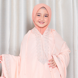 Mukena Madinah Anak2in1 Resleting Dagu Bahan Katun untuk Usia 5-15Tahun