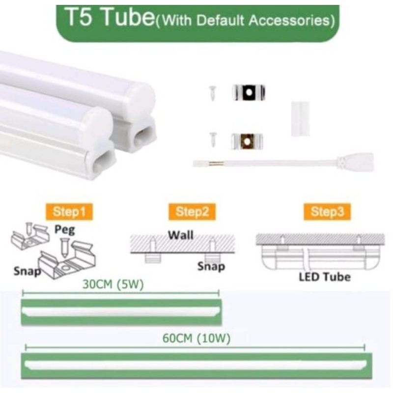 Lampu TL Neon T5 Led 6W 30CM 10W 60CM 14W 90CM 18W 120CM Tube