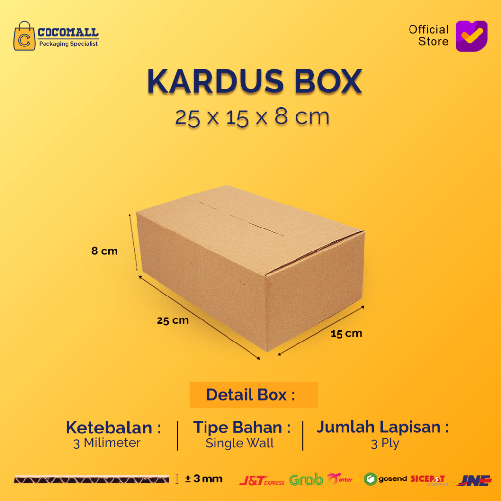 

Kardus Karton Box 25x15x8 CM Kotak Dus Packing Polos