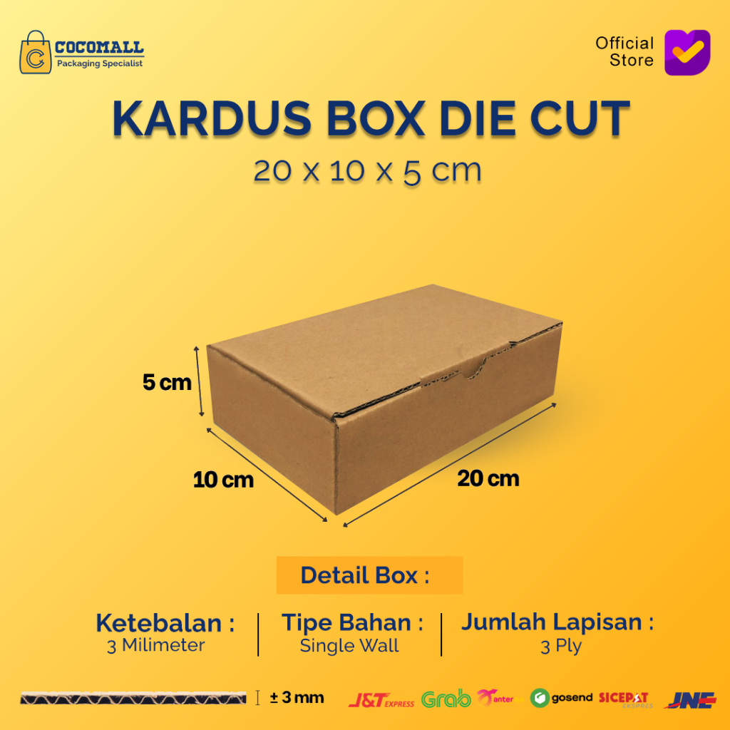 

Kardus Box Die Cut 20x10x5 CM Kotak Karton Dus Pizza Cake Brownies Polos