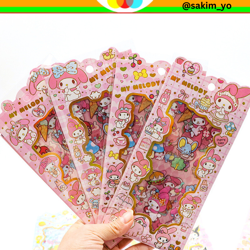 

STIKER KUROMI MY MELODY CINNAMOROLL PET DECORATION SANRIO ISI 4 LEMBAR TRANSPARANT SUDAH CUTTING @sakimyo