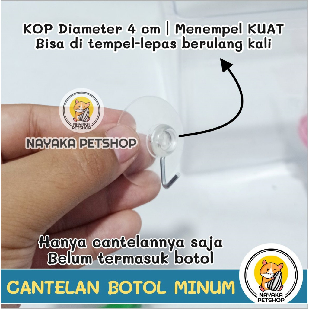 Kop Cantolan Dot Minum Hamster Navo Hook Cantelan Botol Air Gantungan Wadah Aquarium Terarium Akuarium Hewan