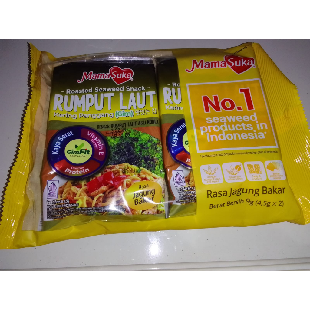 

2 pcs MamaSuka Rumput Laut Kering Panggang Roasted Seaweed Rasa Jagung Bakar