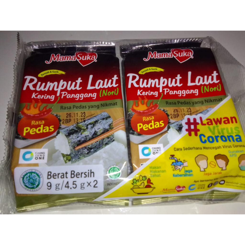 

2 PCS MamaSuka Rumput Laut Panggang Roasted Seaweed Rasa Nori Pedas