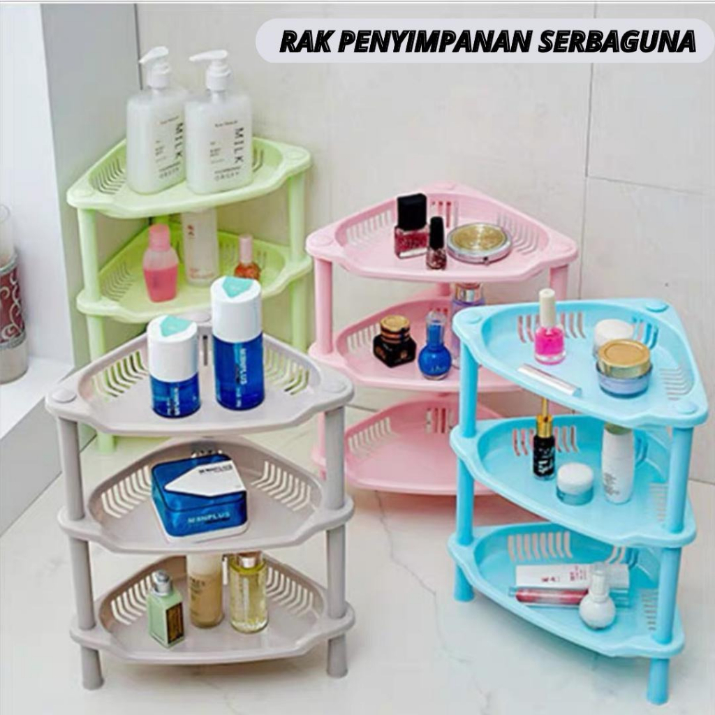 Rak Penyimpanan Rak Sabun Kamar Mandi Rak Kosmetik Rak Sudut 3 Susun Rak Serbaguna SW-091