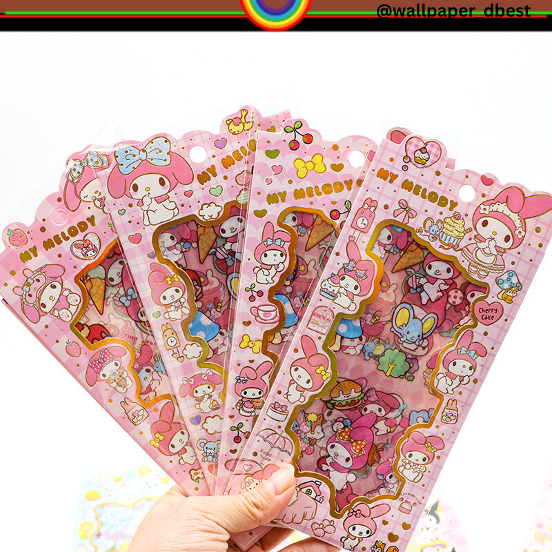 

STIKER KUROMI MY MELODY CINNAMOROLL PET DECORATION SANRIO ISI 4 LEMBAR TRANSPARANT SUDAH CUTTING @wallpaperdbest