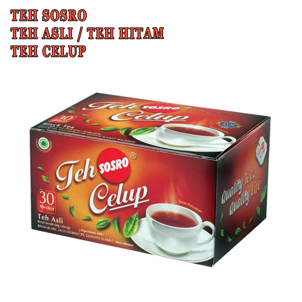 Teh Asli* Teh Sosro Celup* Teh Hitam Celup* 60gr* 30 teabags