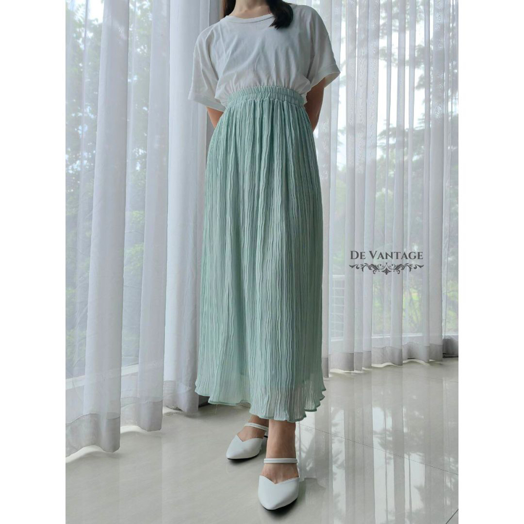 Rok Plisket Panjang / Rok Maxi Polos / Plain Pleated Skirt