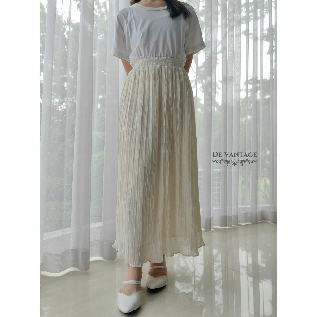 Rok Plisket Panjang / Rok Maxi Polos / Plain Pleated Skirt